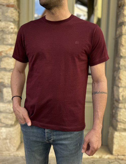 Everbest ανδρικό μπορντό βαμβακερό Plus Size T-shirt 2628000B