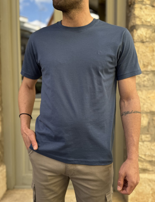 Everbest ανδρικό μπλε Indigo βαμβακερό Plus Size T-shirt 2628000I