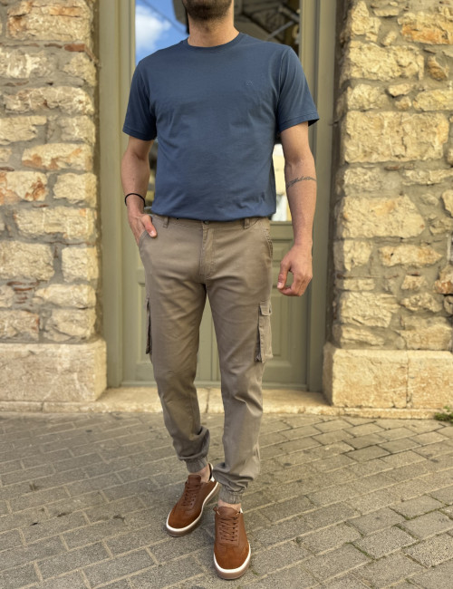 Ανδρικό cargo πούρο παντελόνι υφασμάτινο με λάστιχο BC51201P