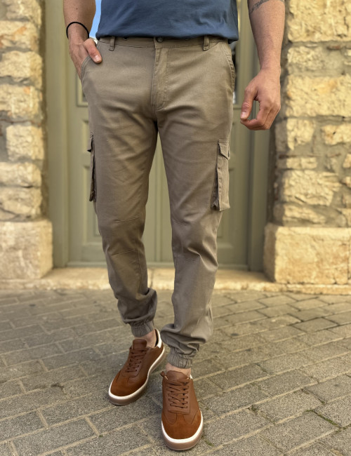 Ανδρικό cargo πούρο παντελόνι υφασμάτινο με λάστιχο BC51201P