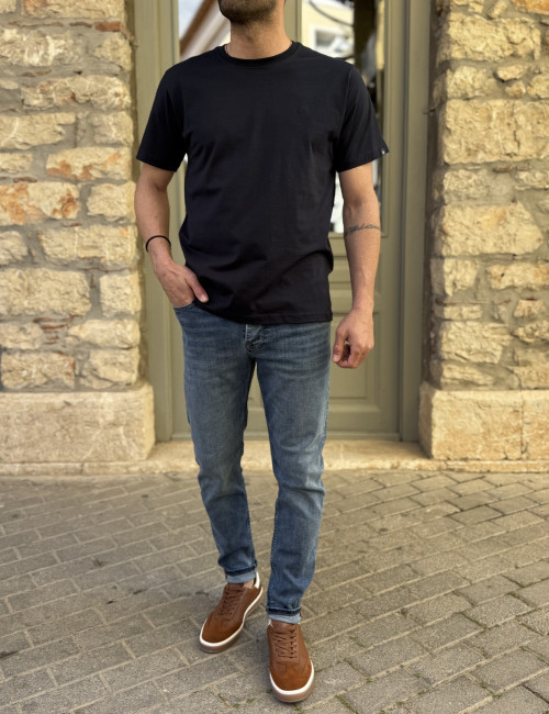 Everbest ανδρικό μπλε navy βαμβακερό Plus Size T-shirt 2628000N