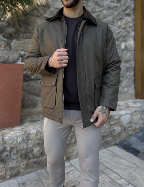 Dynamo ανδρικό χακί μπουφάν με γιακά D3040