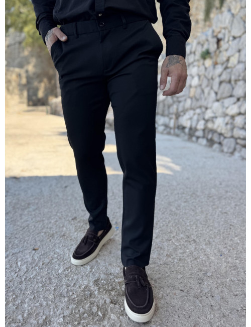 Joggermen ανδρικό μαύρο υφασμάτινο παντελόνι με λάστιχο JMN2057M