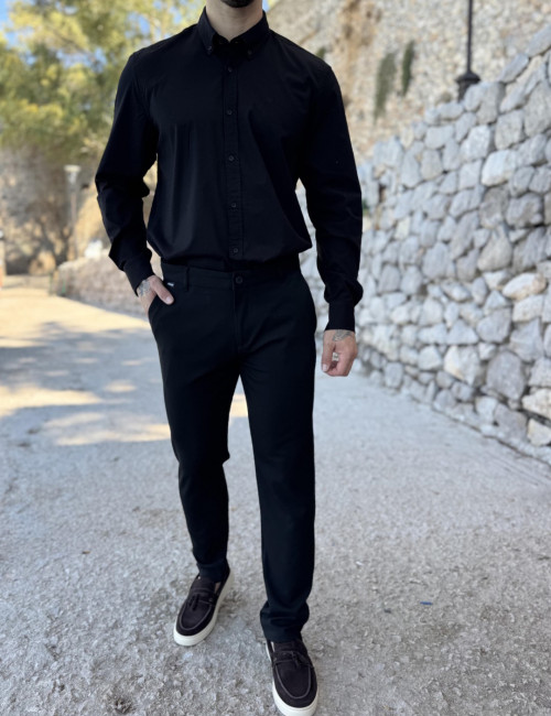 Joggermen ανδρικό μαύρο υφασμάτινο παντελόνι JMN2006