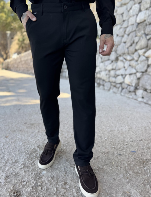 Joggermen ανδρικό μαύρο υφασμάτινο παντελόνι JMN2006