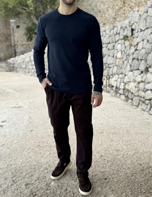 Ανδρική μπλε βαμβακερή ριπ μπλούζα RJN2708