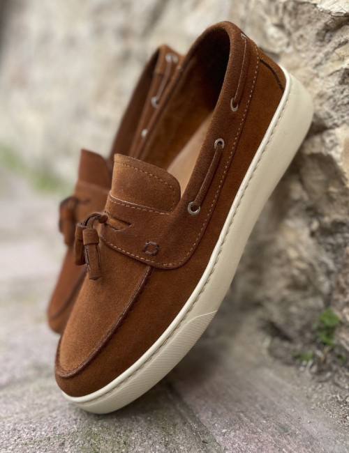 Huxley and Grace ανδρικά ταμπά δερμάτινα loafers με tassels HG174191T