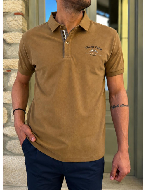 Everbest ανδρική κάραμελ Polo μπλούζα Plus Size 262838M