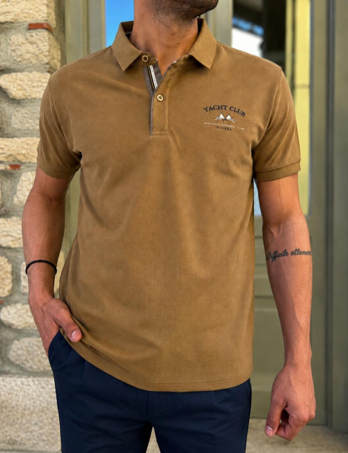 Everbest ανδρική κάραμελ Polo μπλούζα Plus Size 262838M