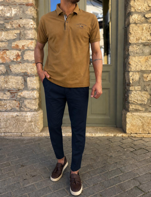 Everbest ανδρική κάραμελ Polo μπλούζα Plus Size 262838M