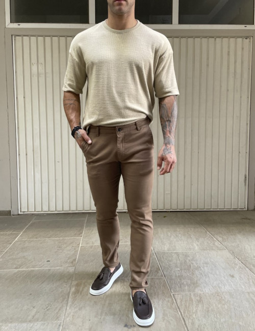 Ben Tailor ανδρικό καμιλό υφασμάτινο Chinos παντελόνι 0178K