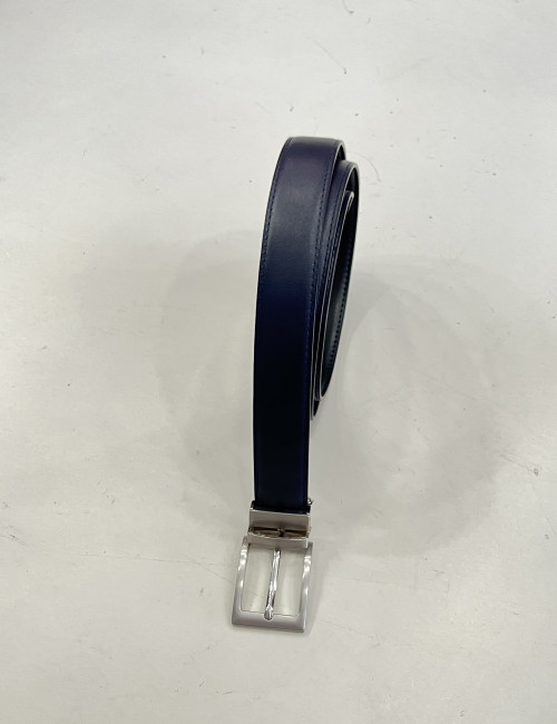 Ανδρική μαύρη μπλε ζώνη διπλής όψεως από δερματίνη 250452B