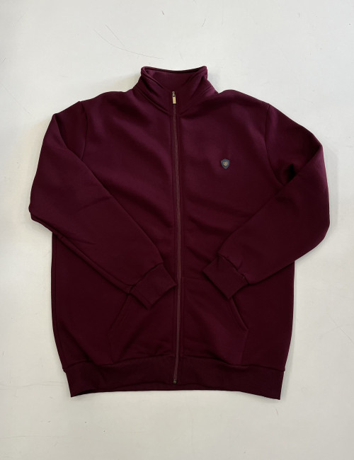 Everbest ανδρική Plus Size μπορντό ζακέτα φούτερ με γιακά 251012B