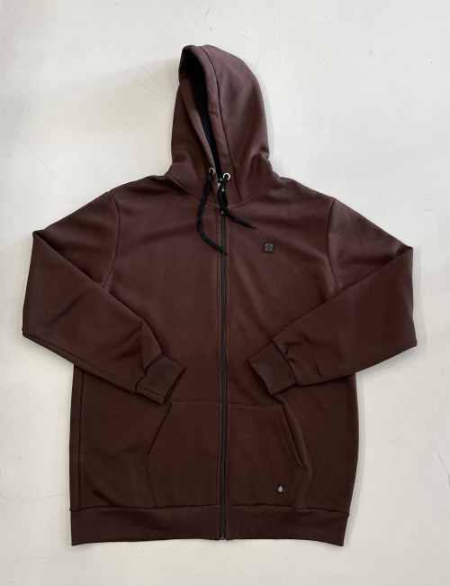 Everbest ανδρική Plus Size καφέ ζακέτα φούτερ 241011C