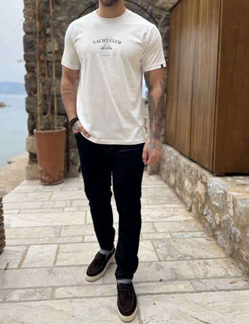 Everbest ανδρική λευκή κοντομάνικη μπλούζα με τύπωμα Plus Size 262804W