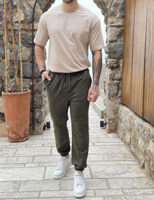 Ανδρική χακί αθλητική φόρμα με λάστιχο PR2630X