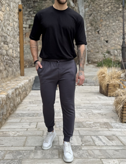 Ανδρική ανθρακί αθλητική φόρμα με λάστιχο KEF2614G