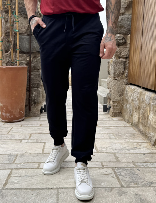 Ανδρική μπλε navy αθλητική φόρμα με λάστιχο KEF2616N