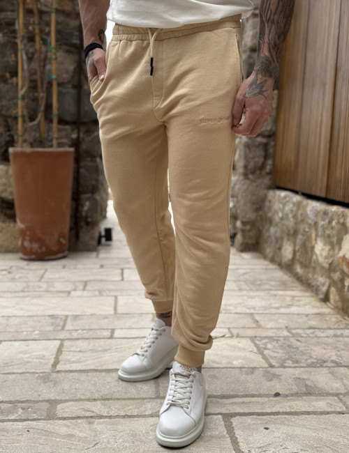 Ανδρική ώχρα αθλητική φόρμα με λάστιχο KEF2612B