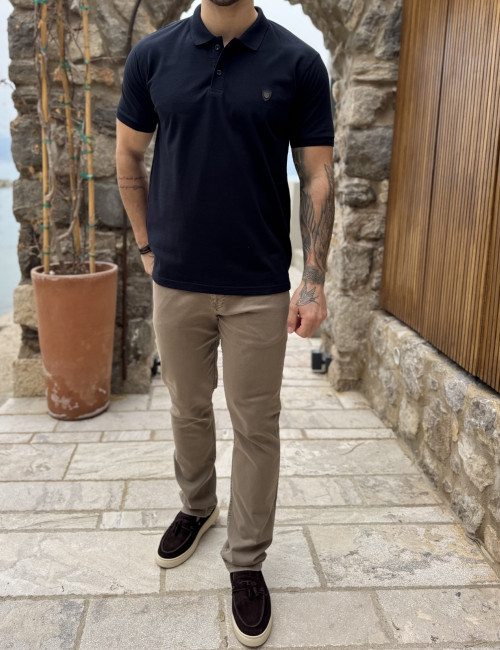 Everbest ανδρική μπλε navy πικέ Polo μπλούζα Plus Size 262839N