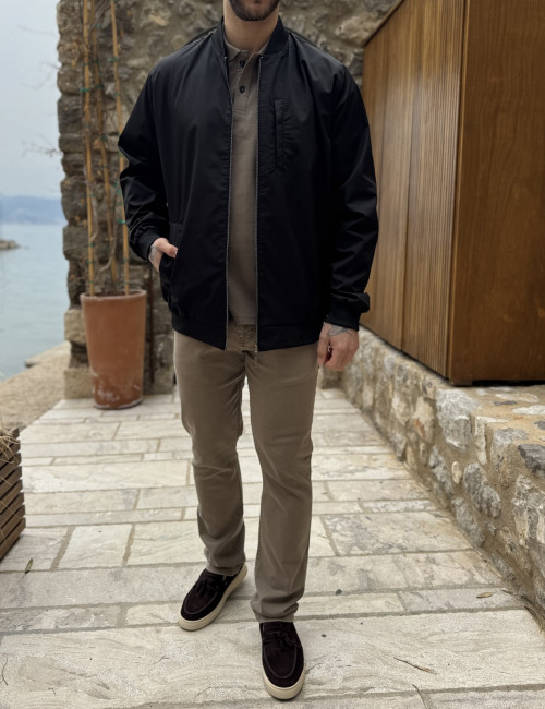 Ανδρικό μαύρο ελαφρύ Bomber Plus Size EP502