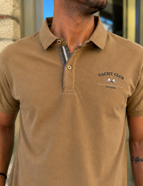 Everbest ανδρική κάραμελ Polo μπλούζα Plus Size 262838M