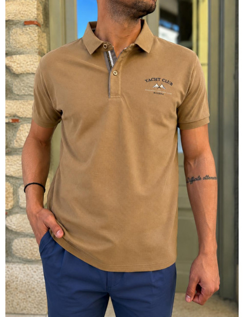 Everbest ανδρική κάραμελ Polo μπλούζα Plus Size 262838M