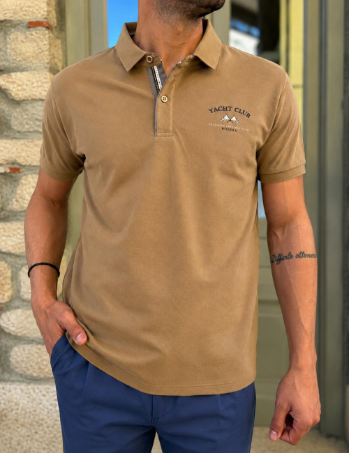 Everbest ανδρική κάραμελ Polo μπλούζα Plus Size 262838M