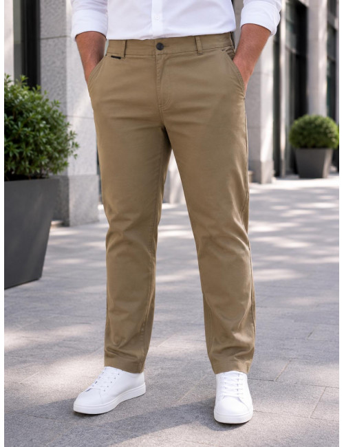 Trial ανδρικό μπεζ υφασμάτινο Chinos παντελόνι 26TaylorB