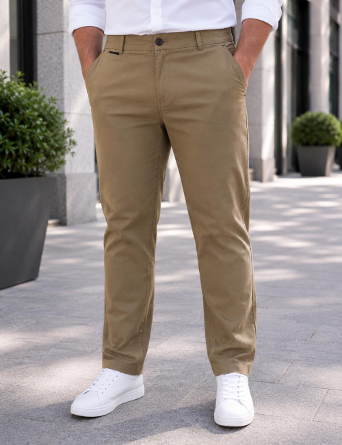 Trial ανδρικό μπεζ υφασμάτινο Chinos παντελόνι 26TaylorB