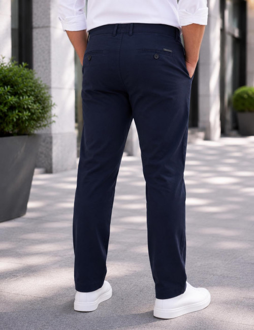 Trial ανδρικό μπλε navy υφασμάτινο Chinos παντελόνι 26Taylor