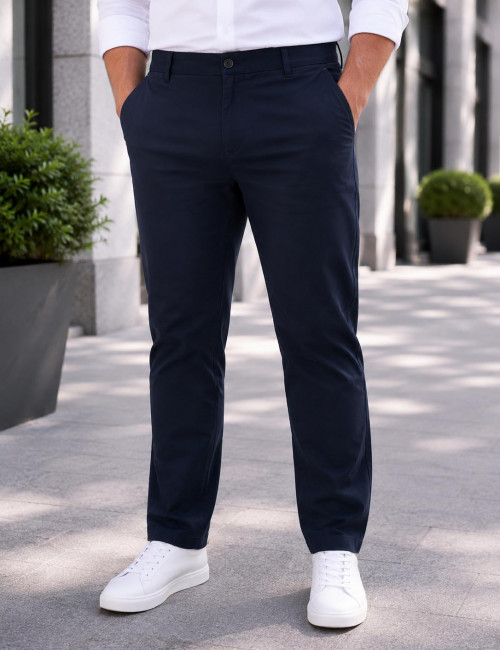 Trial ανδρικό μπλε navy υφασμάτινο Chinos παντελόνι 26Kevin