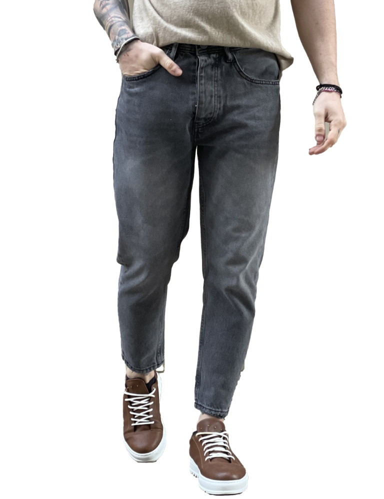 Ανδρικό ανθρακί σταθερό Loose Jean πεντάτσεπο με κουμπιά JR8001 φωτογραφία
