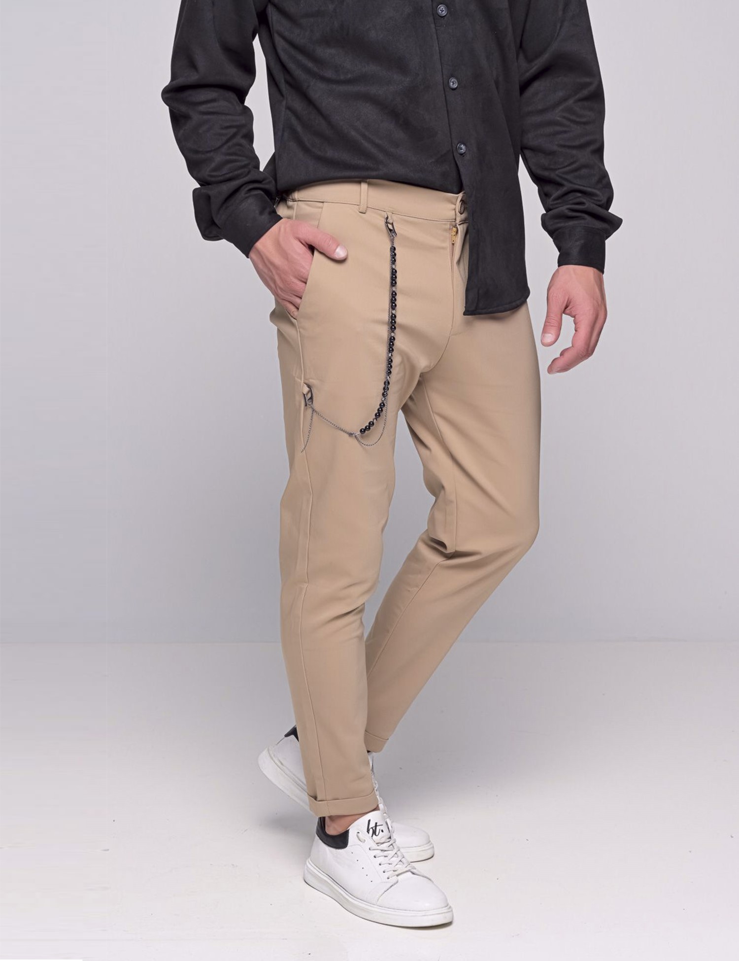 Ben Tailor Ανδρικό μπεζ υφασμάτινο παντελόνι Kowalski 0398X φωτογραφία