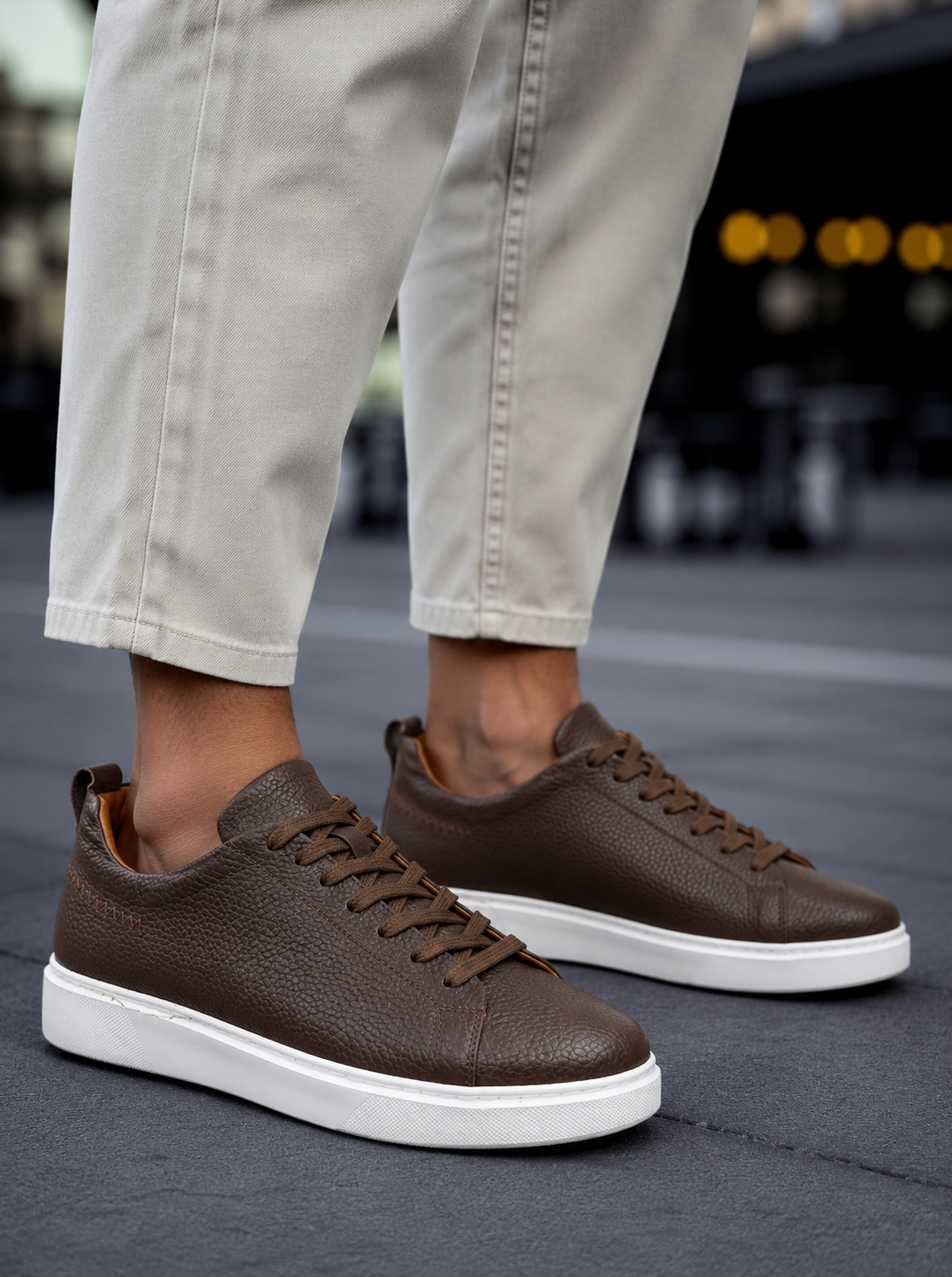 Ανδρικά καφέ δερμάτινα casual Sneakers HG175542K φωτογραφία